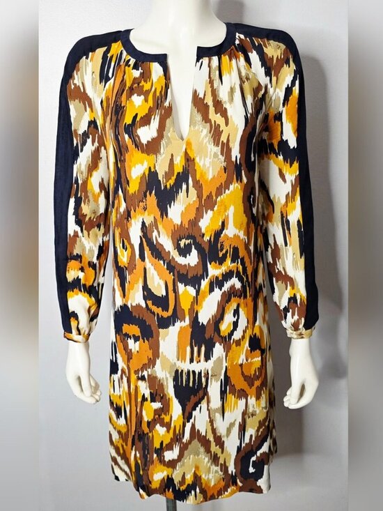 Tory Burch Dresses & Skirts - Tory Burch Silk Long Sleeve Ikat Tunic Dress